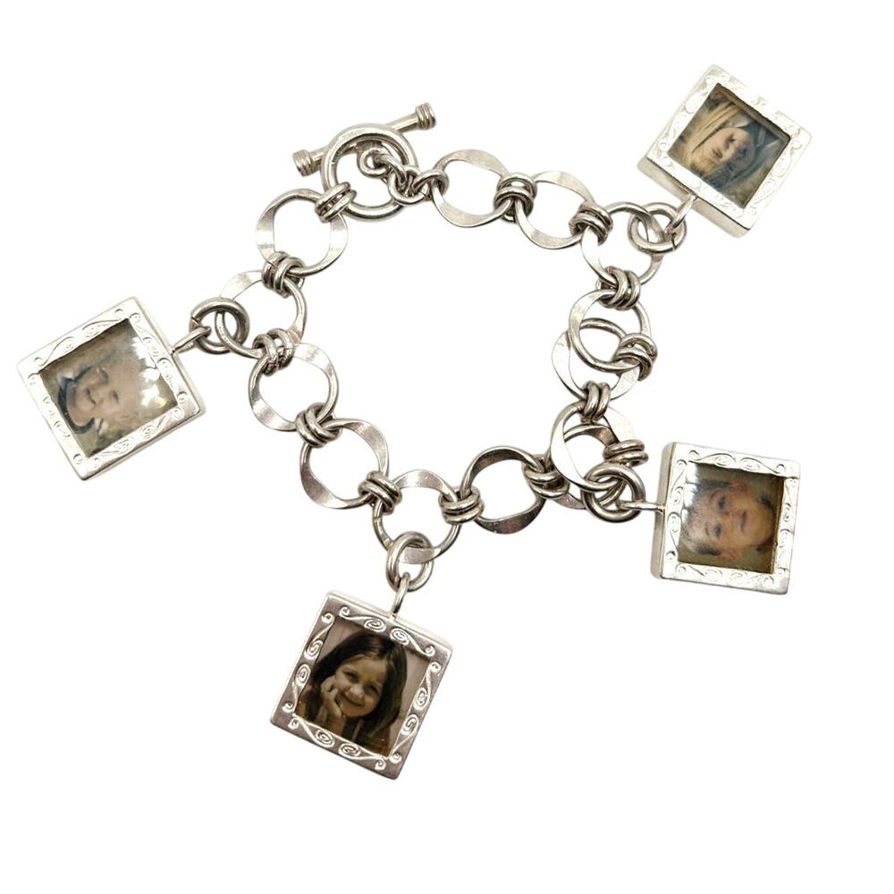 Sterling Silver Charm Box Picture Bracelet Keepsake 6” Signed Brag